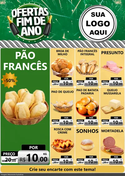 Modelo de Encarte para Encarte A4 Vertical com o tema Ofertas Fim de Ano para Padaria