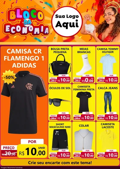 Modelo de Encarte para Encarte A4 Vertical com o tema Bloco da Economia para Roupas e acessórios