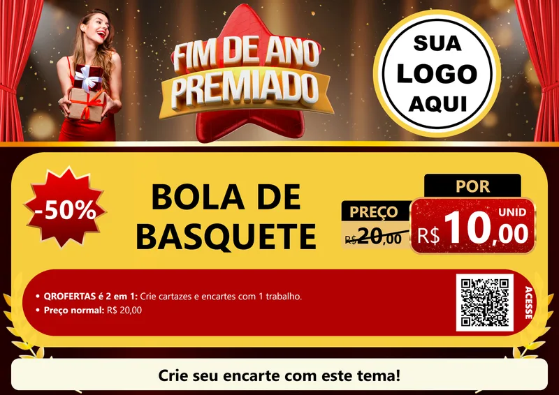 Modelo de Cartaz para Cartaz A4 Horizontal com o tema Fim de Ano Premiado para Artigos Esportivos