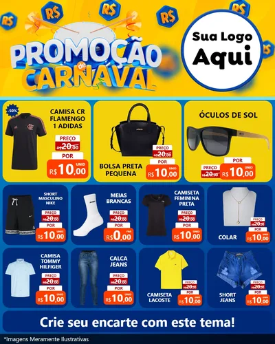 Modelo de Rede Social para Feed Instagram com o tema Promoção de Carnaval para Roupas e acessórios