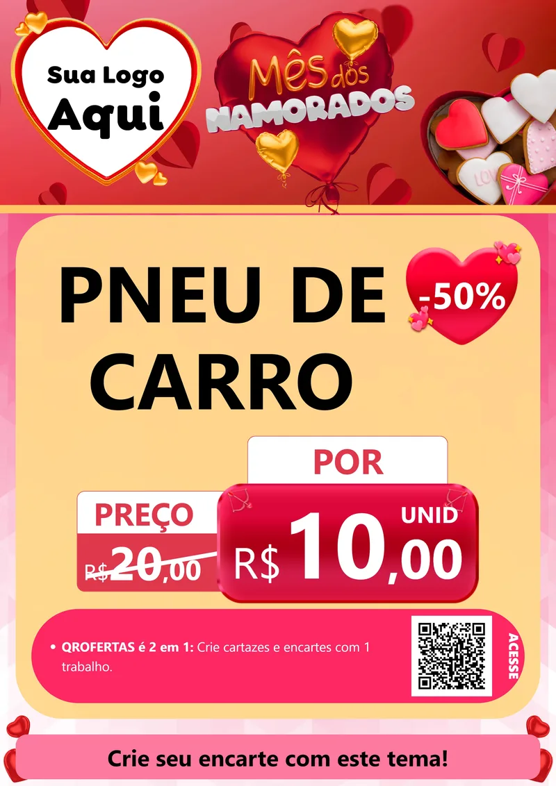 Modelo de Cartaz para Cartaz A4 Vertical com o tema Mês dos Namorados para Auto peças