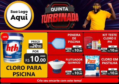 Modelo de Encarte para Encarte A4 Horizontal com o tema Quinta Turbinada para Produtos para Piscina