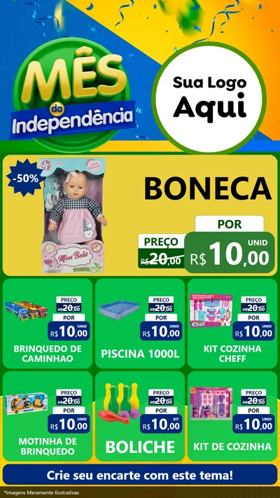 Modelo de Rede Social para Stories com o tema Mês da Independência para Brinquedos