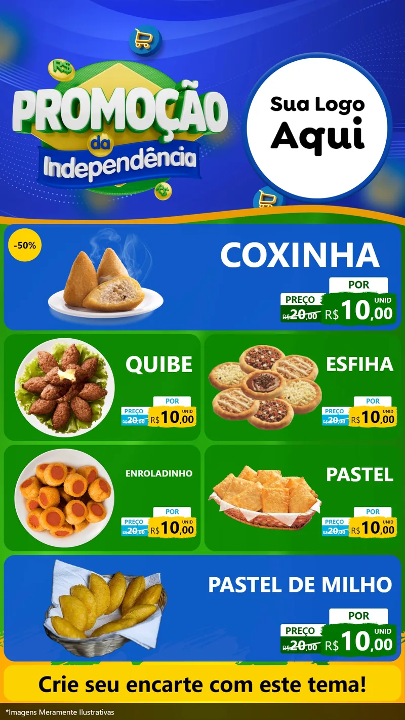 Modelo de TV para TV Vertical com o tema Promoção da Independência para Salgadaria