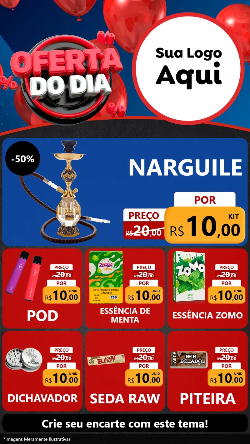 Modelo de Rede Social para Stories com o tema Oferta do Dia para Tabacaria