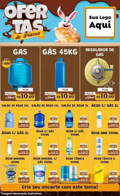 Modelo de Encarte para Encarte Grande com o tema Ofertas de Páscoa para Água e gás