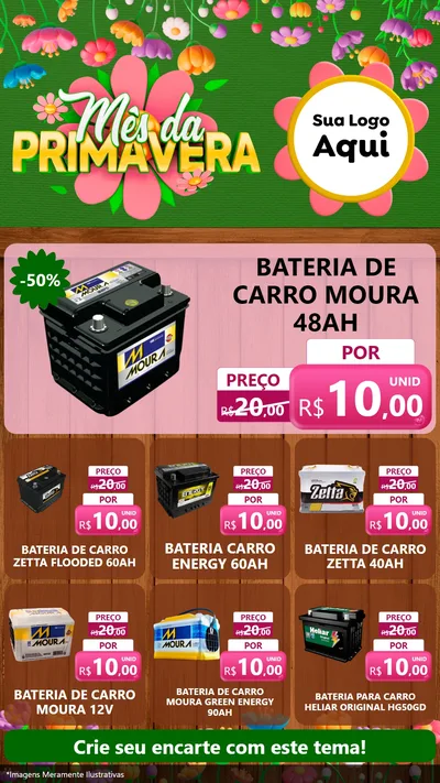 Modelo de Rede Social para Stories com o tema Mês da Primavera para Baterias Elétricas