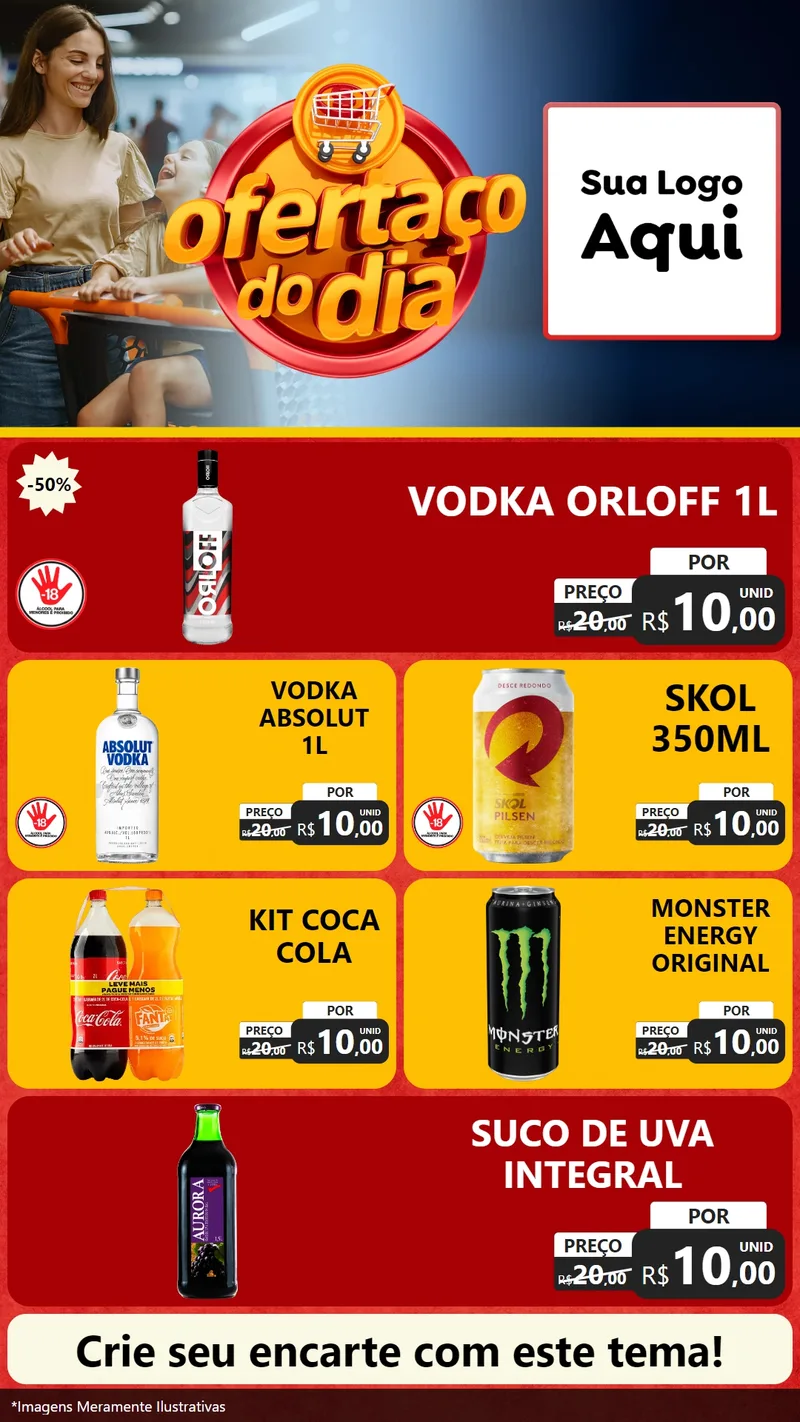 Modelo de TV para TV Vertical com o tema Ofertaço Do Dia para Distribuidora de bebidas