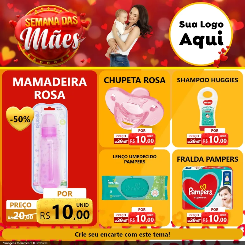 Modelo de Rede Social para Feed Facebook com o tema Semana das Mães para Bebês