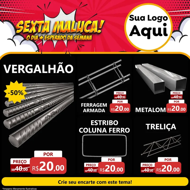 Modelo de Rede Social para Feed Facebook com o tema Sexta Maluca! para Ferragens