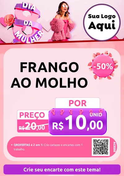 Modelo de Cartaz para Cartaz A4 Vertical com o tema Dia da Mulher para Restaurante