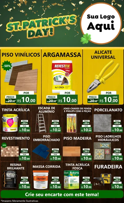 Modelo de Encarte para Encarte Grande com o tema St Patriks Day para Material para Construção