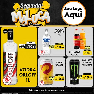 Modelo de Rede Social para Feed Facebook com o tema Segunda Maluca para Distribuidora de bebidas