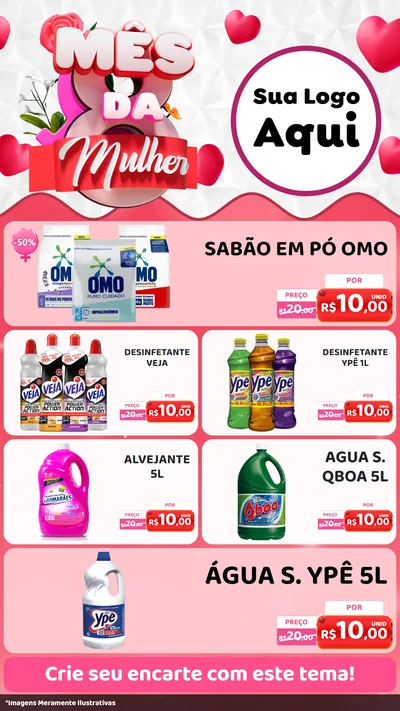 Modelo de TV para TV Vertical com o tema Mês da Mulher para Produtos de Limpeza
