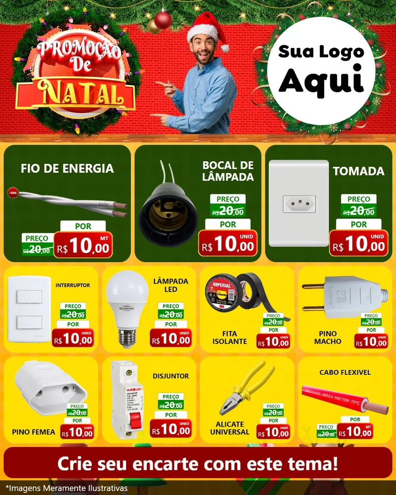 Modelo de Rede Social para Feed Instagram com o tema Promoção de Natal para Materiais Elétricos