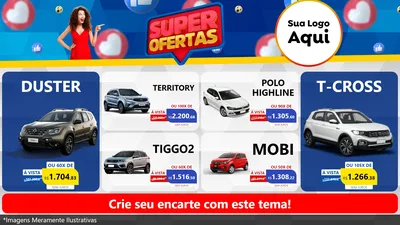 Modelo de TV para TV Horizontal com o tema Super Ofertas para Concessionaria de Carros