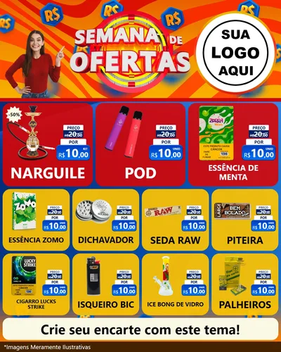 Modelo de Rede Social para Feed Instagram com o tema Semana de Ofertas para Tabacaria