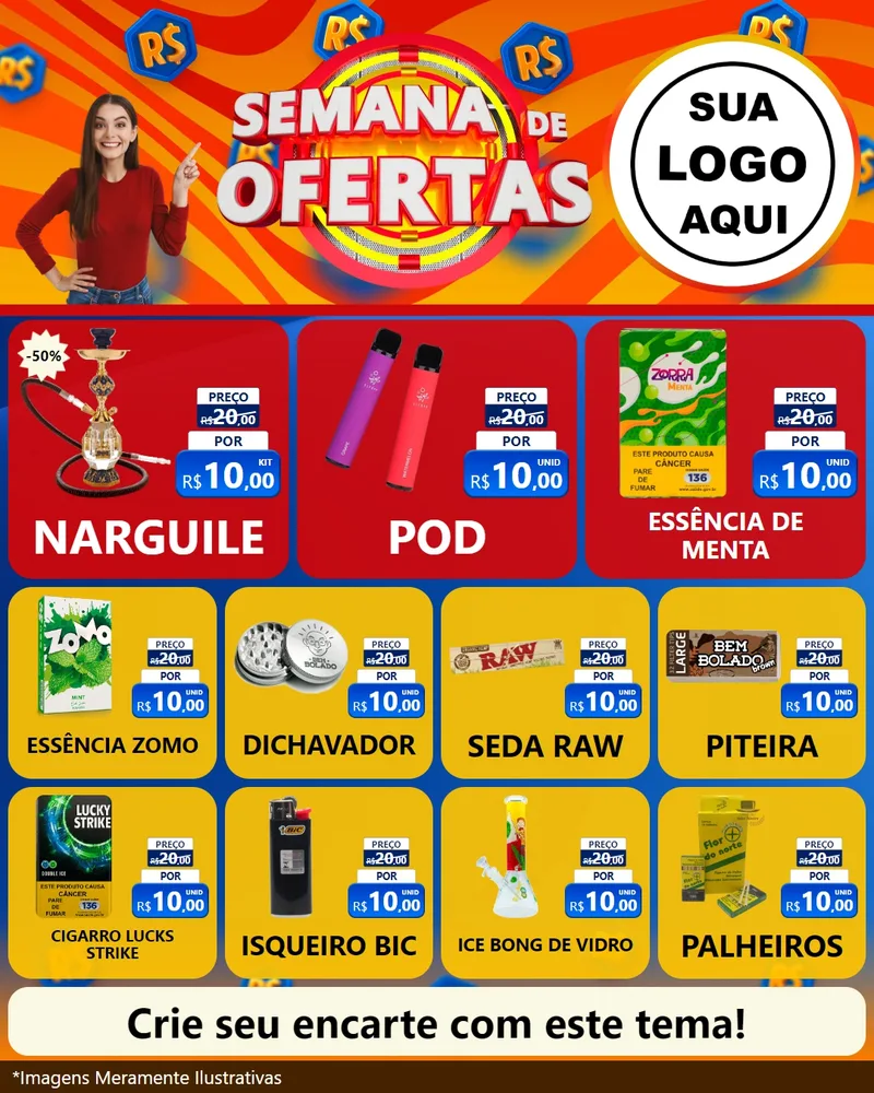 Modelo de Rede Social para Feed Instagram com o tema Semana de Ofertas para Tabacaria
