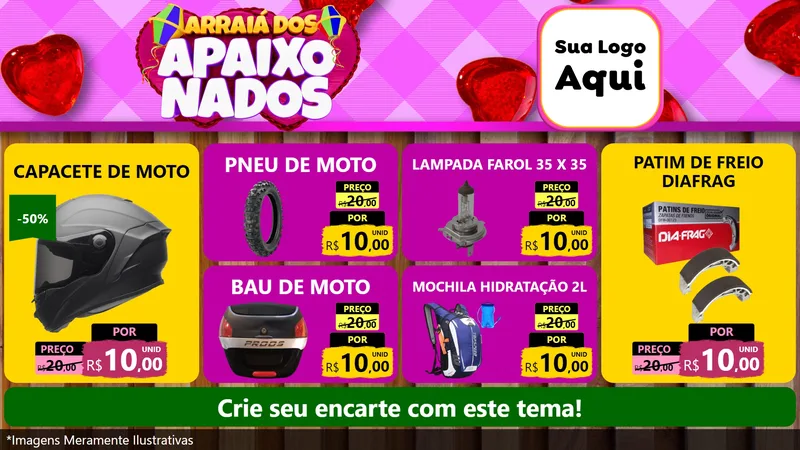 Modelo de TV para TV Horizontal com o tema Arraiá dos Apaixonados para Moto peças