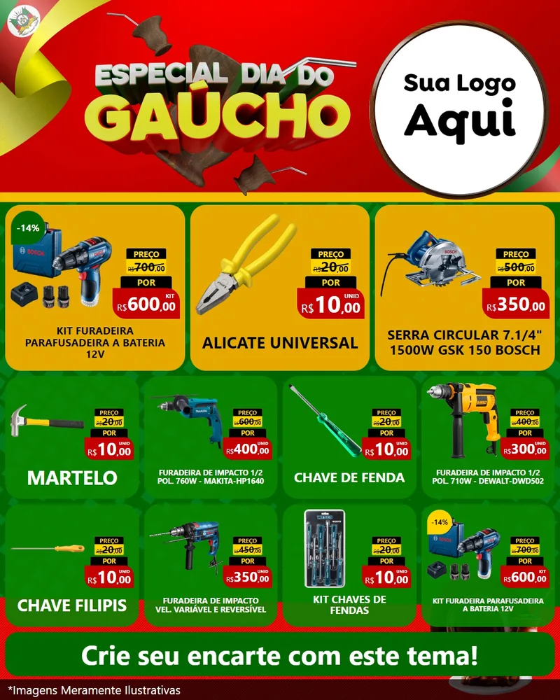 Modelo de Rede Social para Feed Instagram com o tema Especial Dia do Gaúcho para Maquinas e Ferramentas