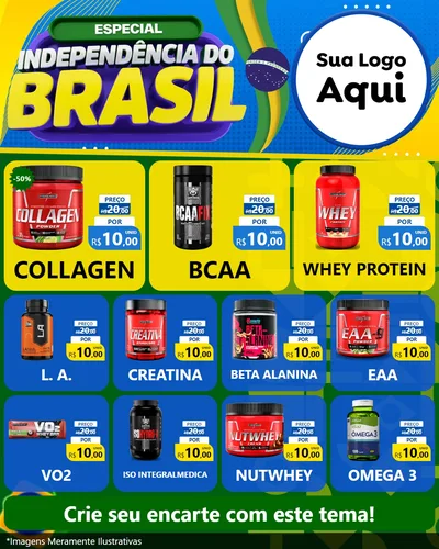 Modelo de Rede Social para Feed Instagram com o tema Especial Independência do Brasil para Suplementos alimentares