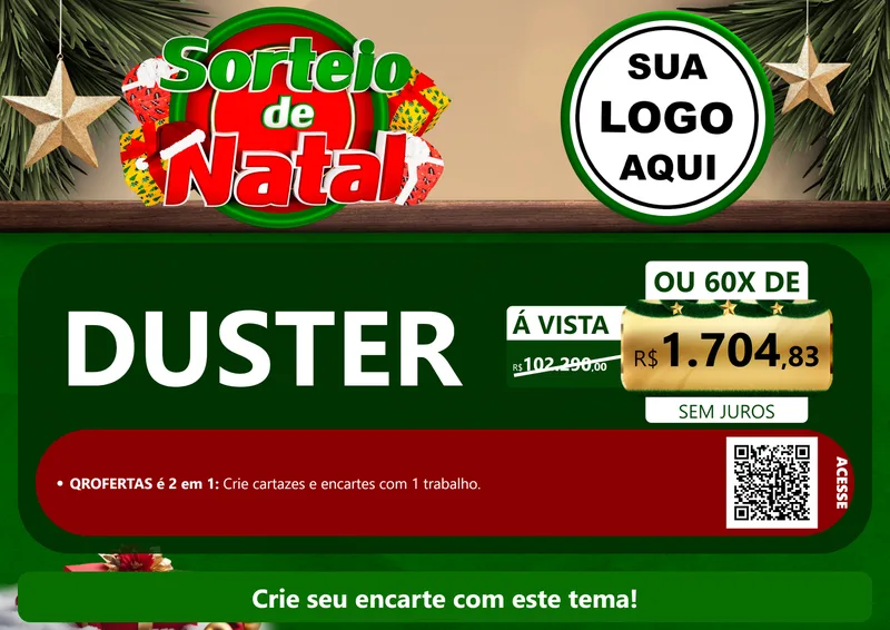 Modelo de Cartaz para Cartaz A4 Horizontal com o tema Sorteio de Natal para Concessionaria de Carros