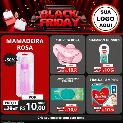 Modelo de Rede Social para Feed Facebook com o tema Black Friday para Bebês
