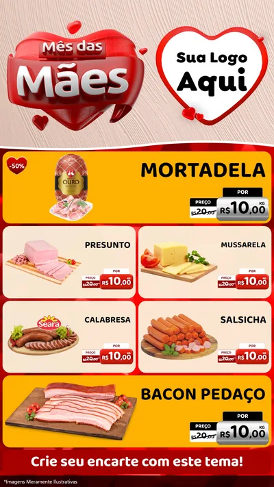 Modelo de TV para TV Vertical com o tema Mês das Mães para Frios e Laticínios