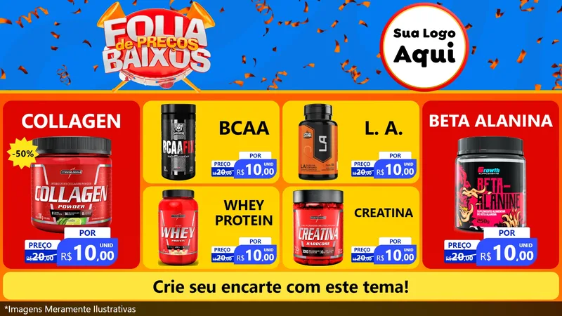 Modelo de TV para TV Horizontal com o tema Folia de Preços Baixos para Suplementos alimentares