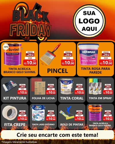 Modelo de Rede Social para Feed Instagram com o tema Black Friday para Tintas e Ferramentas