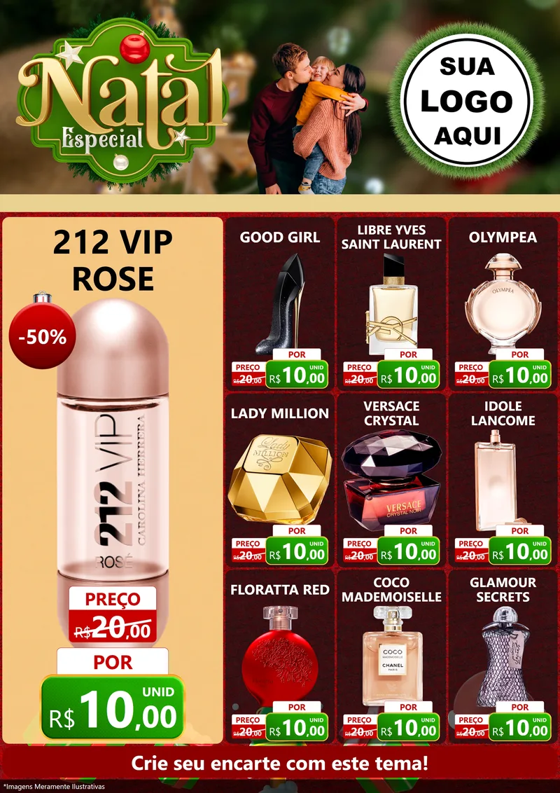 Modelo de Encarte para Encarte A4 Vertical com o tema Natal Especial para Perfumes
