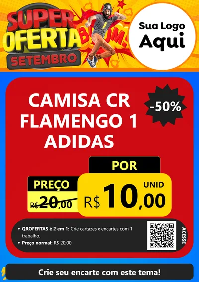 Modelo de Cartaz para Cartaz A4 Vertical com o tema Super Oferta Setembro para Roupas e acessórios