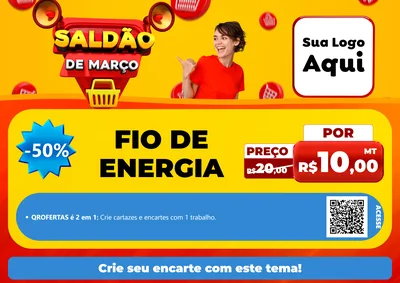 Modelo de Cartaz para Cartaz A4 Horizontal com o tema Saldão de Março para Materiais Elétricos