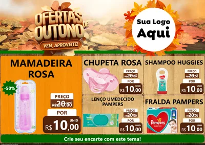 Modelo de Encarte para Encarte A4 Horizontal com o tema Ofertas de Outono - Vem, Aproveite! para Bebês