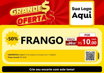 Modelo de Cartaz para Cartaz A4 Horizontal com o tema Grandes Ofertas para Assados