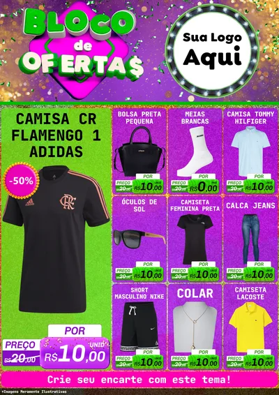 Modelo de Encarte para Encarte A4 Vertical com o tema Bloco de Ofertas para Roupas e acessórios