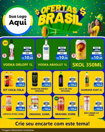Modelo de Rede Social para Feed Instagram com o tema Ofertas Semana do Brasil para Distribuidora de bebidas