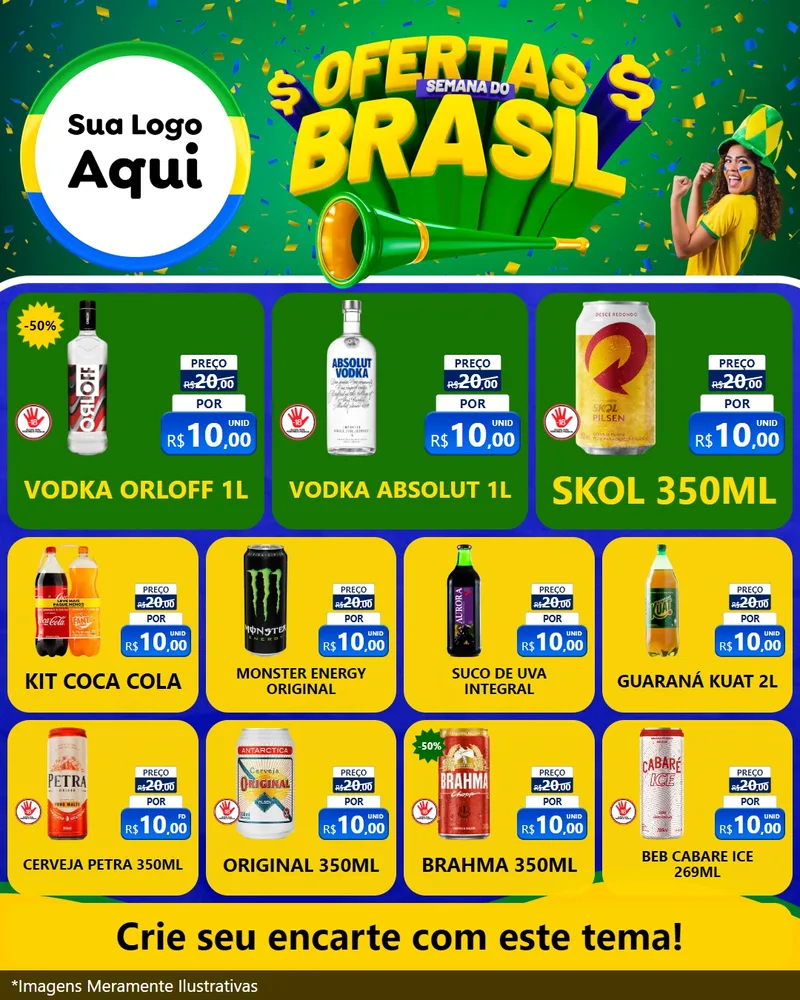 Modelo de Rede Social para Feed Instagram com o tema Ofertas Semana do Brasil para Distribuidora de bebidas