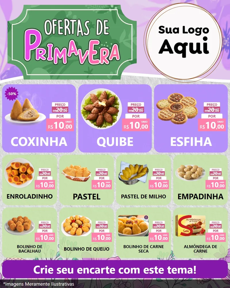 Modelo de Rede Social para Feed Instagram com o tema Ofertas de Primavera para Salgadaria