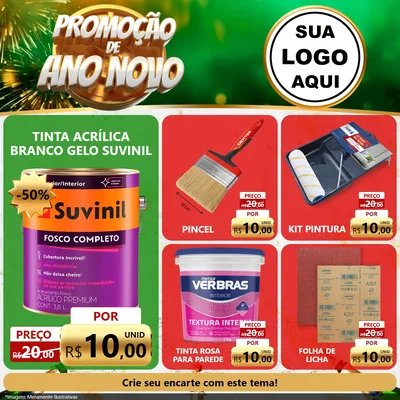 Modelo de Rede Social para Feed Facebook com o tema Promoção de Ano Novo para Tintas e Ferramentas