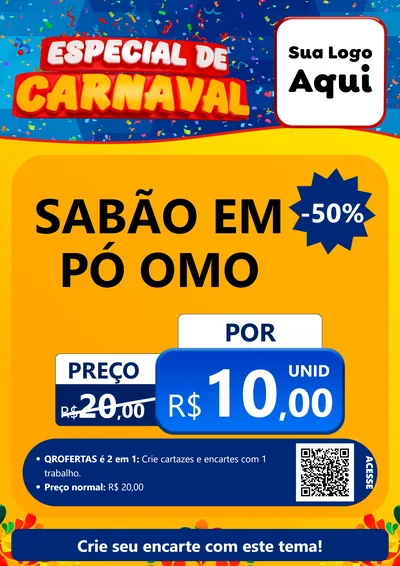 Modelo de Cartaz para Cartaz A4 Vertical com o tema Especial de Carnaval para Produtos de Limpeza