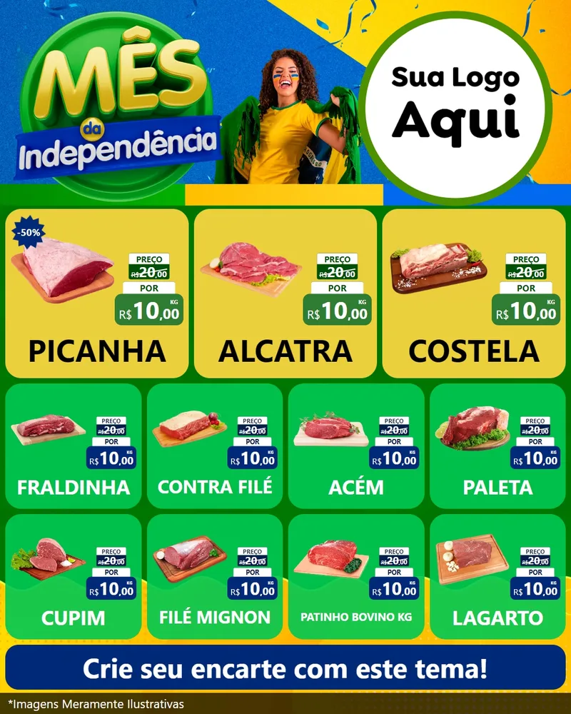 Modelo de Rede Social para Feed Instagram com o tema Mês da Independência para Açougue