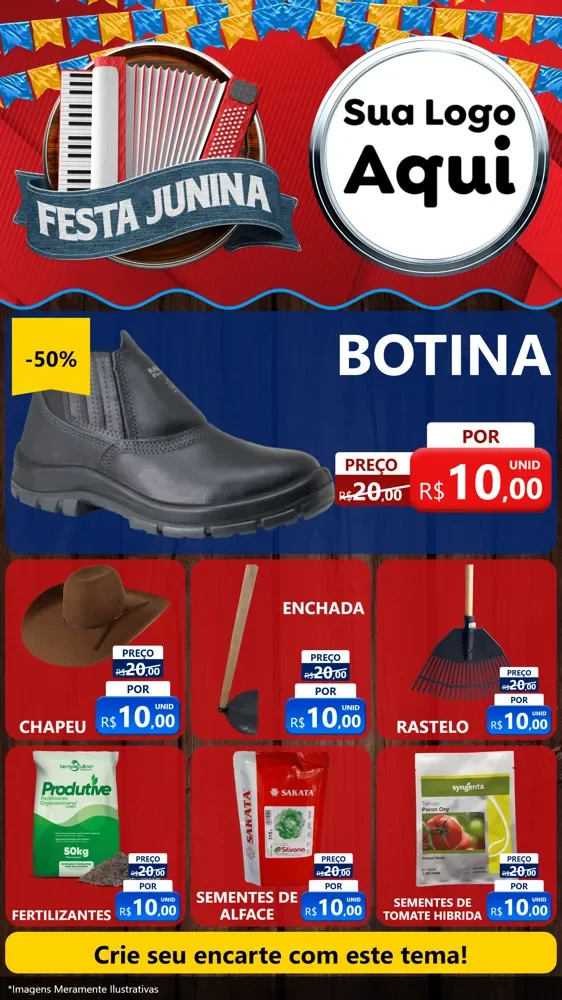Modelo de Rede Social para Stories com o tema Festa Junina para Agropecuária