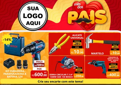 Modelo de Encarte para Encarte A4 Horizontal com o tema Mês Dos Pais para Maquinas e Ferramentas