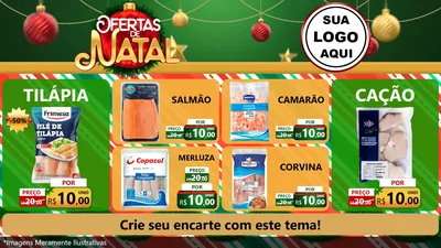 Modelo de TV para TV Horizontal com o tema Ofertas de Natal para Peixaria