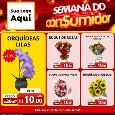 Modelo de Rede Social para Feed Facebook com o tema Semana do Consumidor para Floricultura e jardim