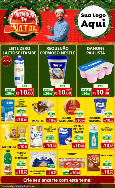 Modelo de Encarte para Encarte Grande com o tema Promoção de Natal para Frios e Laticínios