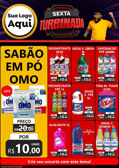 Modelo de Encarte para Encarte A4 Vertical com o tema Sexta Turbinada para Produtos de Limpeza