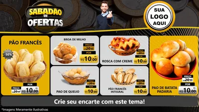 Modelo de TV para TV Horizontal com o tema Sabadão de Ofertas para Padaria
