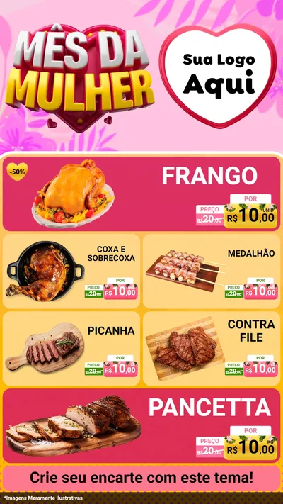 Modelo de TV para TV Vertical com o tema Mês da Mulher para Assados
